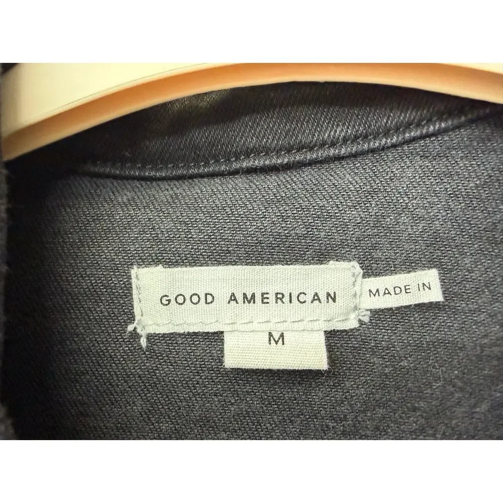 NWT Good American Sz M Fit For Success Black Denim Short Sleeve Utility Jumpsuit - Picture 3 of 6